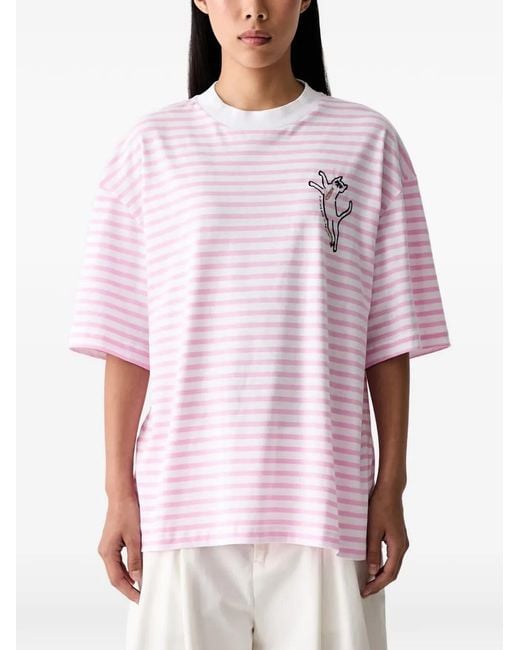Iceberg Pink Striped Embroidered T-Shirt