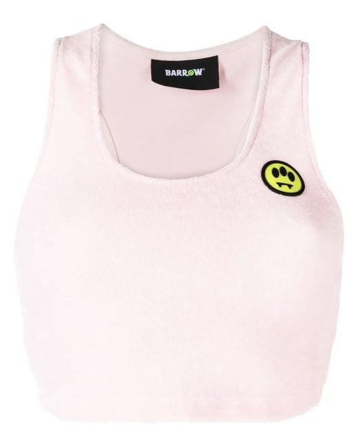Barrow Pink Logo-Patch Terry Tank Top