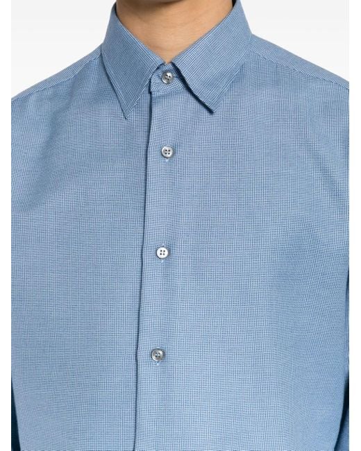 Brioni Blue Long-sleeve Cotton-cashmere Shirt for men