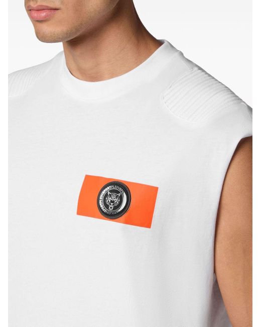 Philipp Plein Ärmelloses T-Shirt mit Logo-Patch in White für Herren