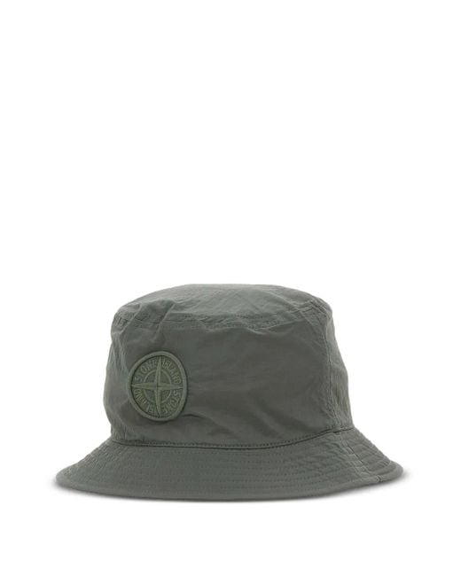 Stone Island Gray Compass-Logo Bucket Hat for men