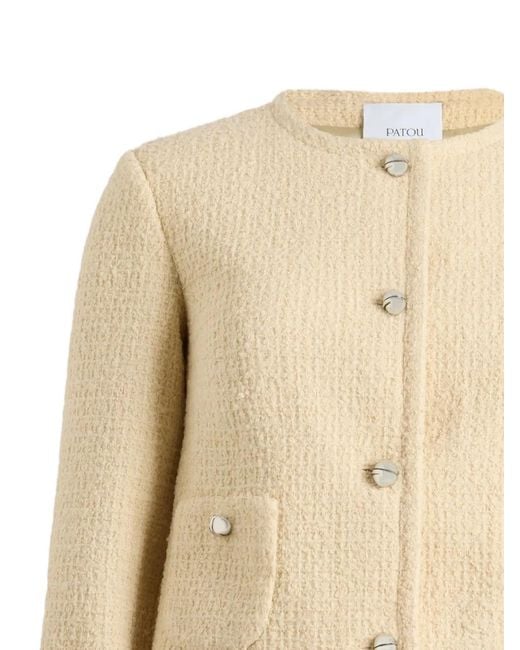 Patou Natural Collarless Tweed Jacket