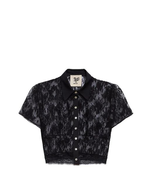 Aniye By Black Era Floral-Lace Cropped Shirt