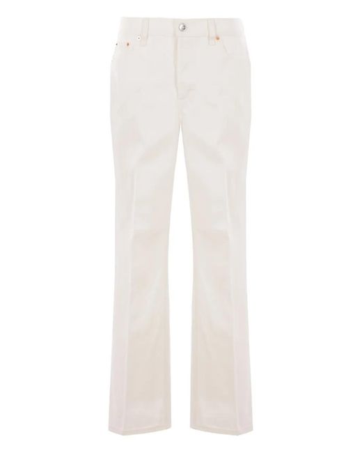 Gucci White Logo-Patch Bootcut Jeans