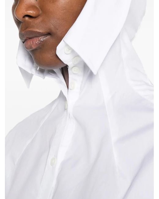 Jean Paul Gaultier White Hooded Button-Up Shirt