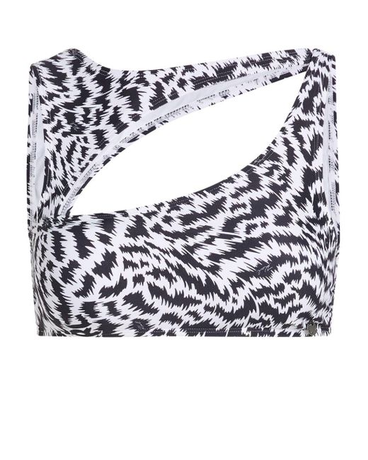 Karl Lagerfeld Blue Animal-print Cut-out Bikini Top