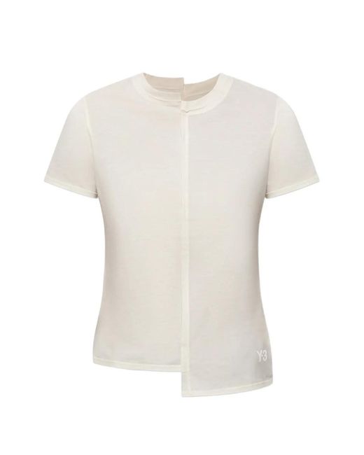 Y-3 White Logo-Print Asymmetric T-Shirt