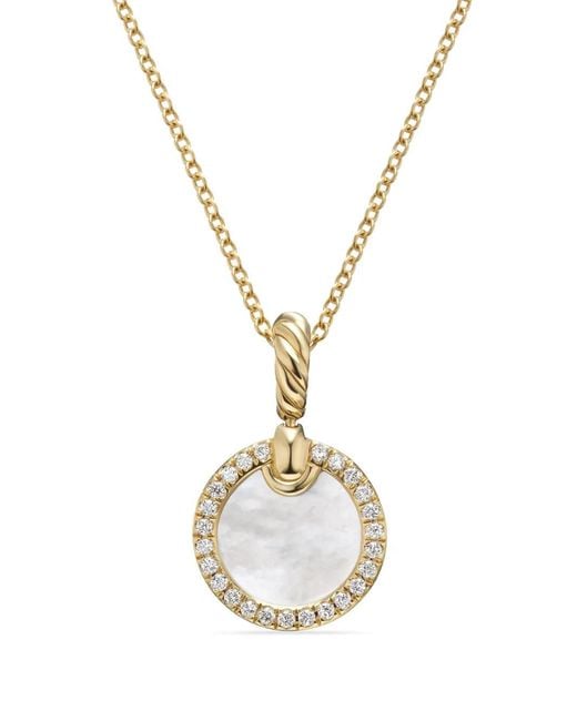 David Yurman Metallic 18Kt Petite Dy Elements Diamond Necklace (17.8Mm)