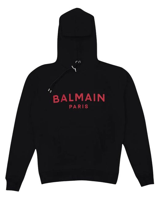 Balmain Black Printed Hoodie for men