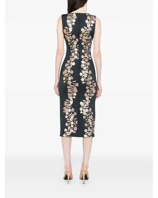 Cynthia Rowley Black Floral-Print Sleeveless Midi Dress