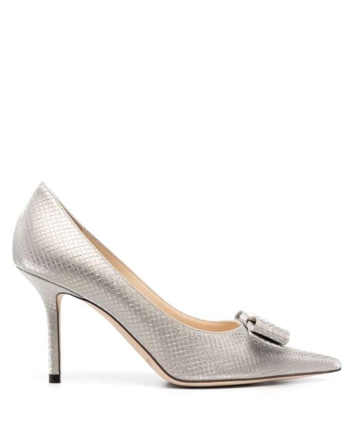 Jimmy Choo White Love/bow 85 Leather Pumps
