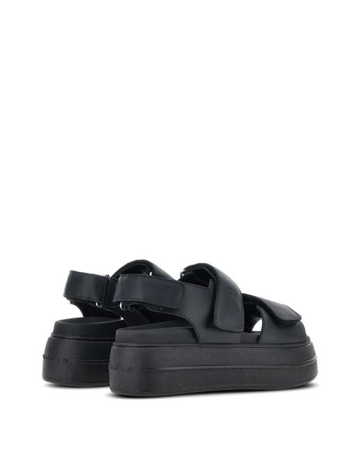 Hogan Black Leather Sandals