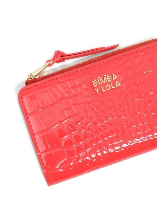 Bimba Y Lola Red Crocodile-Effect Zip-Around Wallet