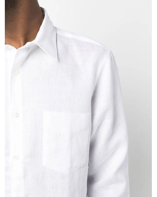 Aspesi White Long-Sleeve Linen Shirt for men