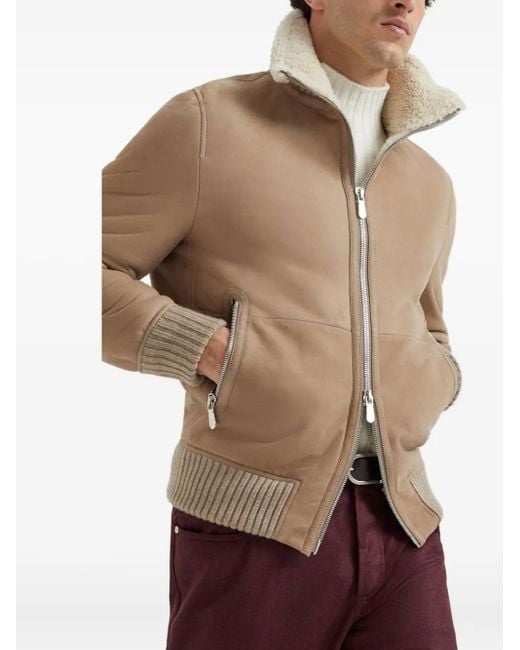 Chaqueta De Piel Brunello Cucinelli de hombre de color Brown