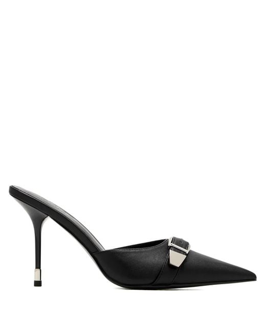 Femme LA Black Venetia Pointed-Toe Mules