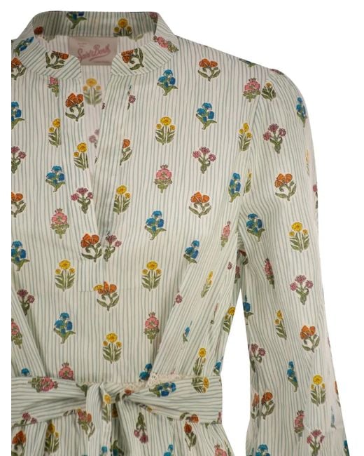 Mc2 Saint Barth White Mumbai Floral-Print Midi Dress