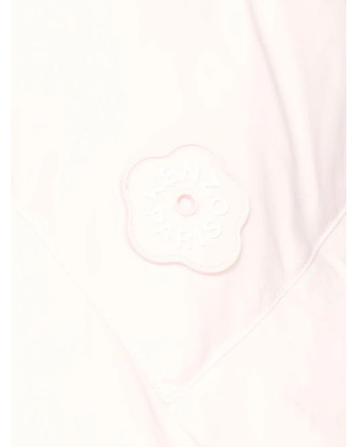 KENZO Pink Logo-Patch Down Jacket