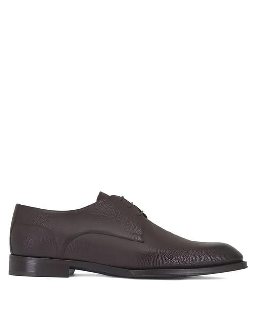 Di Bianco Brown Cardano Grained Lace-Up Derby Shoes for men