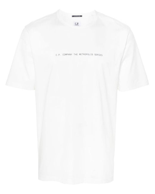 C P Company White Metropolis Series Cotton T-shirt for men