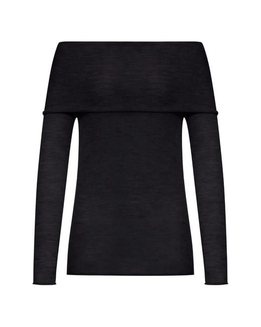 Roberto Collina Black Off-Shoulder Top