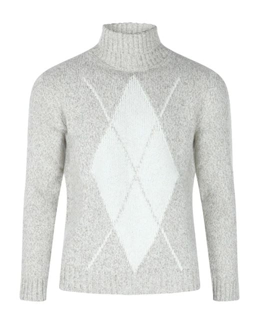 Eleventy Gray Diamond-Pattern Sweater for men