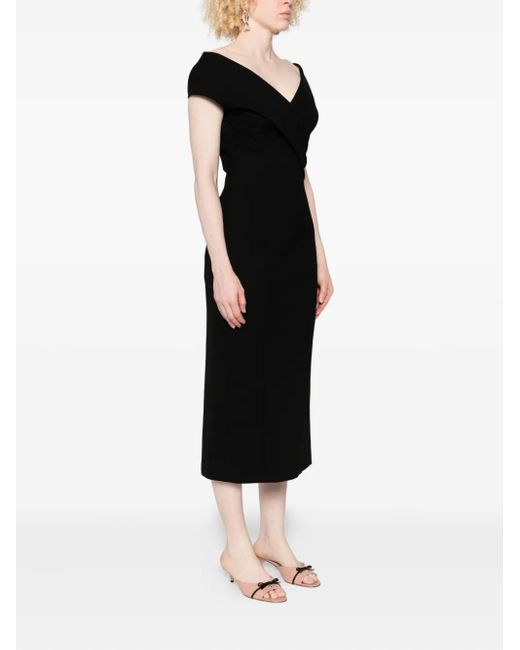 Ermanno Scervino Black Short-Sleeve Midi Dress