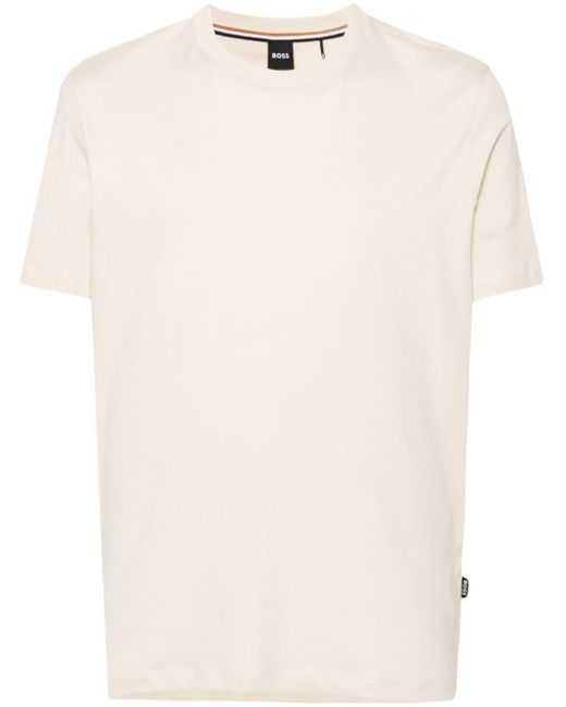 Boss White Raised-logo Cotton T-shirt for men