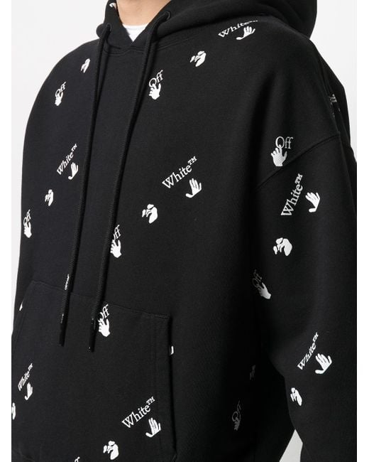 【関税&送料込】Off-White Black Hoodie With Logo Print Off-White logo-print Cotton Hoodie | Black | FARFETCH