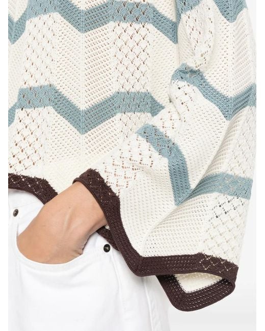 LaDoubleJ White Chevron-Knit Scalloped-Edge Knit