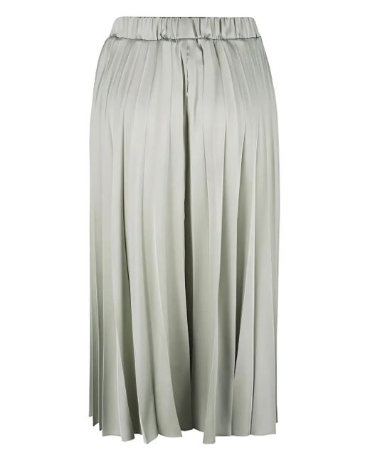 D.exterior Green Pleated Satin Midi Skirt