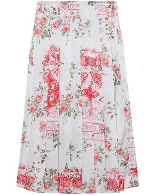 Simone Rocha Floral print Pleated Midi Skirt in White Lyst UK