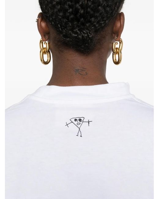 Plan C White Curved-Hem T-Shirt