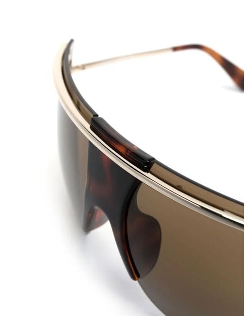 Max Mara Eyewear Natural Tortoiseshell-Effect Shield-Frame Sunglasses
