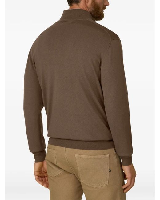Boggi Brown Quarter-Zip Jumper for men