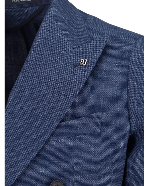 Tagliatore Blue Double-Breasted Blazer for men