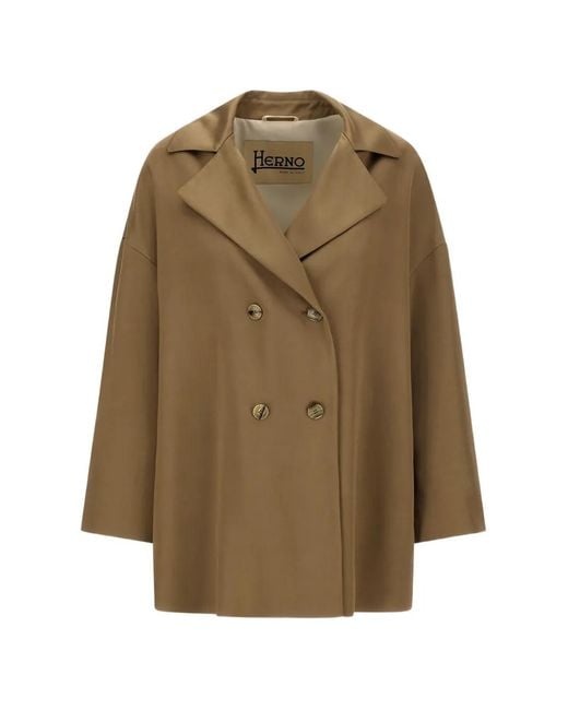Herno Natural Lapel Double-Breasted Pea Coat
