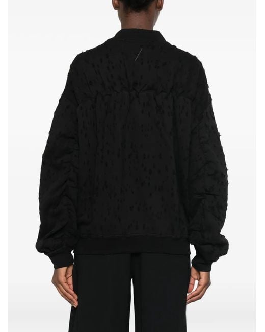 Thom Krom Black Distressed Ruched-Sleeve Jacket