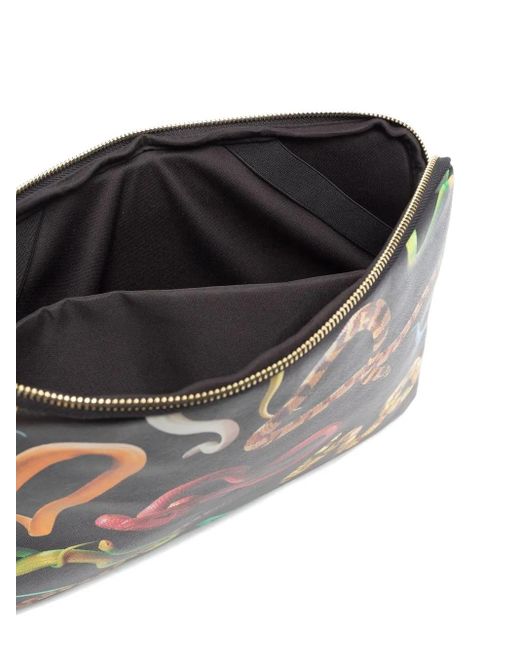 Seletti Gray Snake-Print Laptop Case