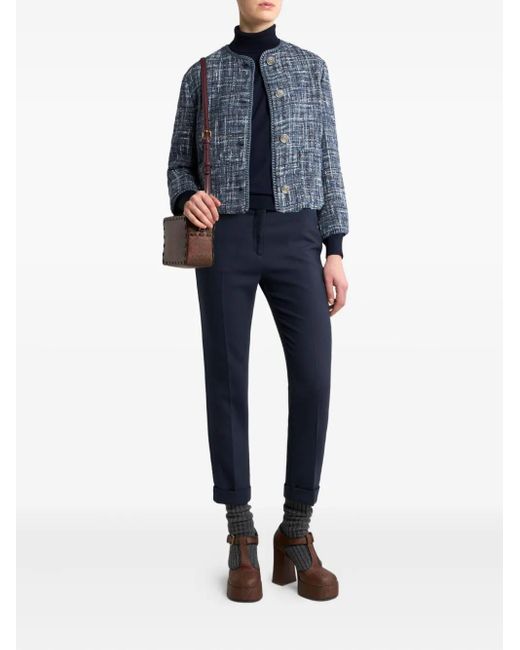 Etro Blue Logo-Button Jacket
