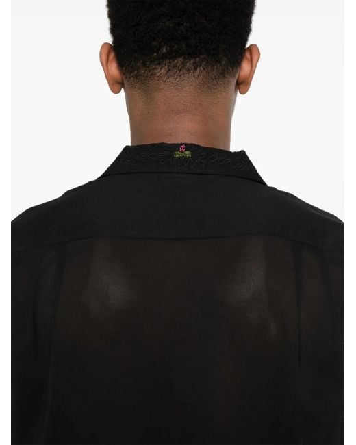 Bode Black Beaded Framboise Semi-Sheer Shirt for men