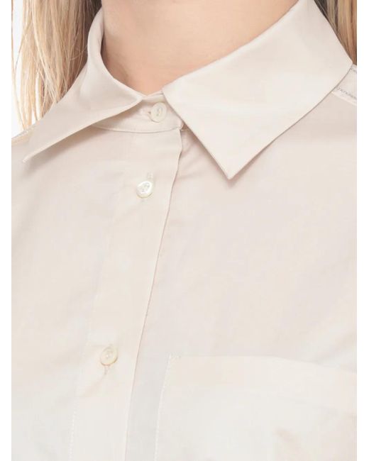 Peserico Blouse Met Opgestikte Zak En Korte Mouwen in het White