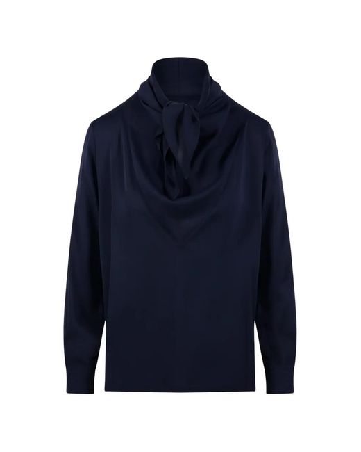 Max Mara Blue Tie-Neck Blouse