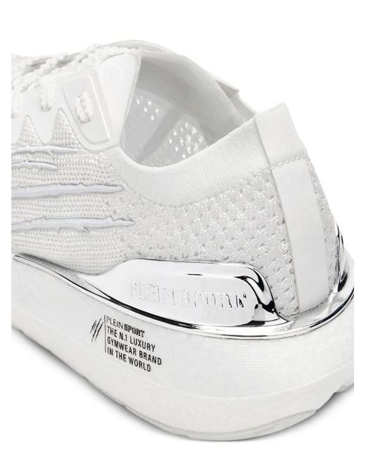 Philipp Plein White Lace-Up Fastening Woven Sneakers