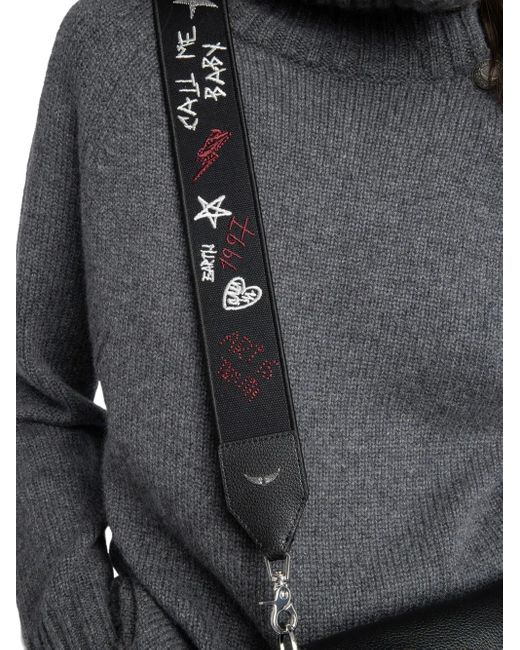Zadig & Voltaire Black Embroidered-Details Bag Strap