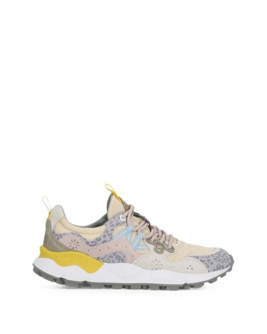 Flower Mountain White Yamano Leopard-Print Sneakers