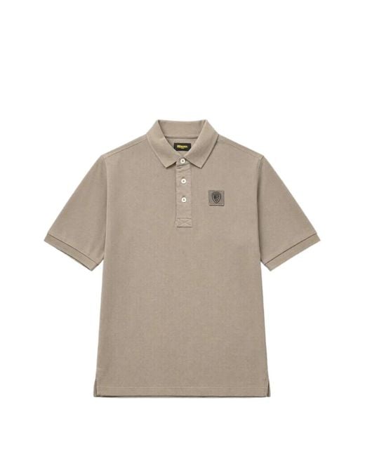 Polo À Patch Logo Blauer pour homme en coloris Gray