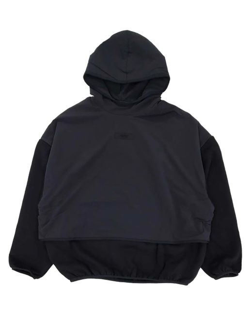 Fear Of God Blue Front Logo Patch Panelled Hoodie for men