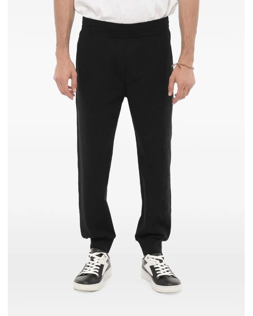 Neil Barrett Black Jumbled Bolts Embroidered Track Pants for men