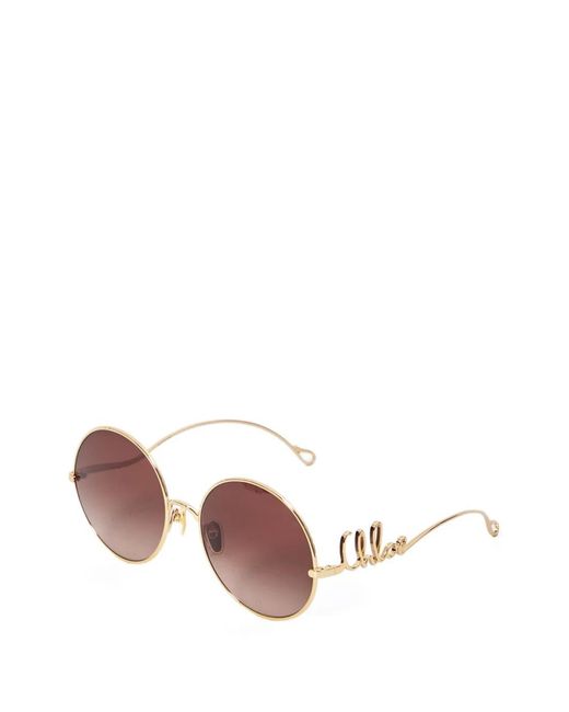 Chloé Pink Logo-Plaque Round-Frame Sunglasses